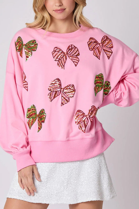 Luvik | Joulukaari Paljetit Rentou Freizeit Pitkähiha T-paita