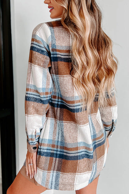 Luvik | ruudullinen Käänteet usea nappi kaksi taskua midi-takki