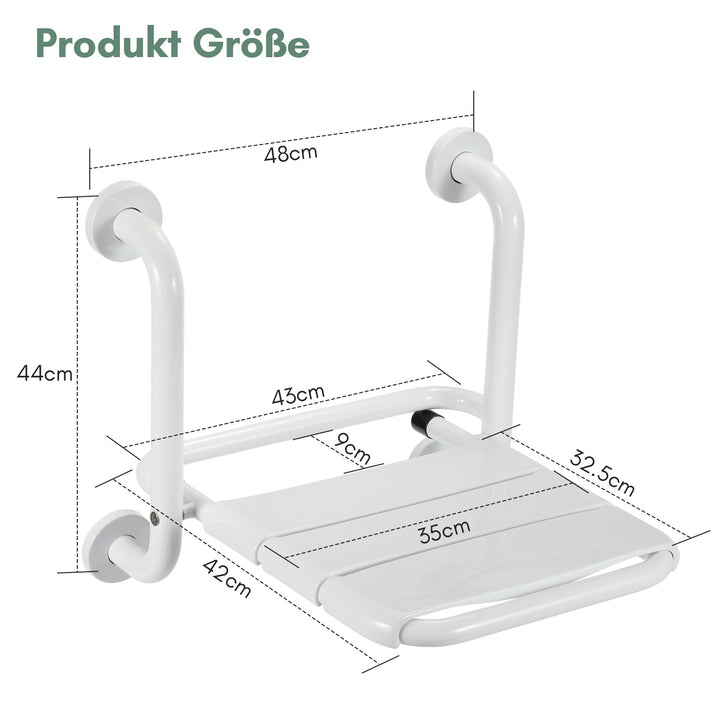 Foldbar dusjsete med armlener veggmontert | Luvikno