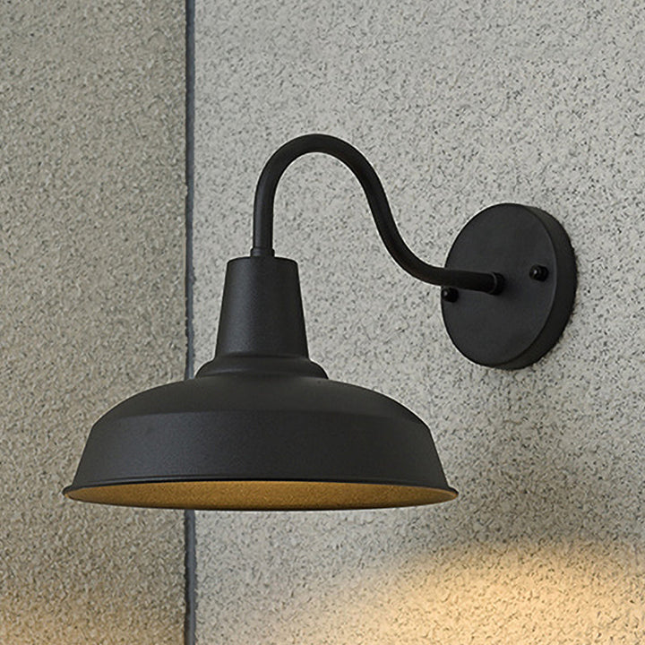 Farmhouse Låve Vegglampe Belysning 1 Pære Metallisk Vegglampe med Gåsehalsarm i Svart til Veranda | Luvikno