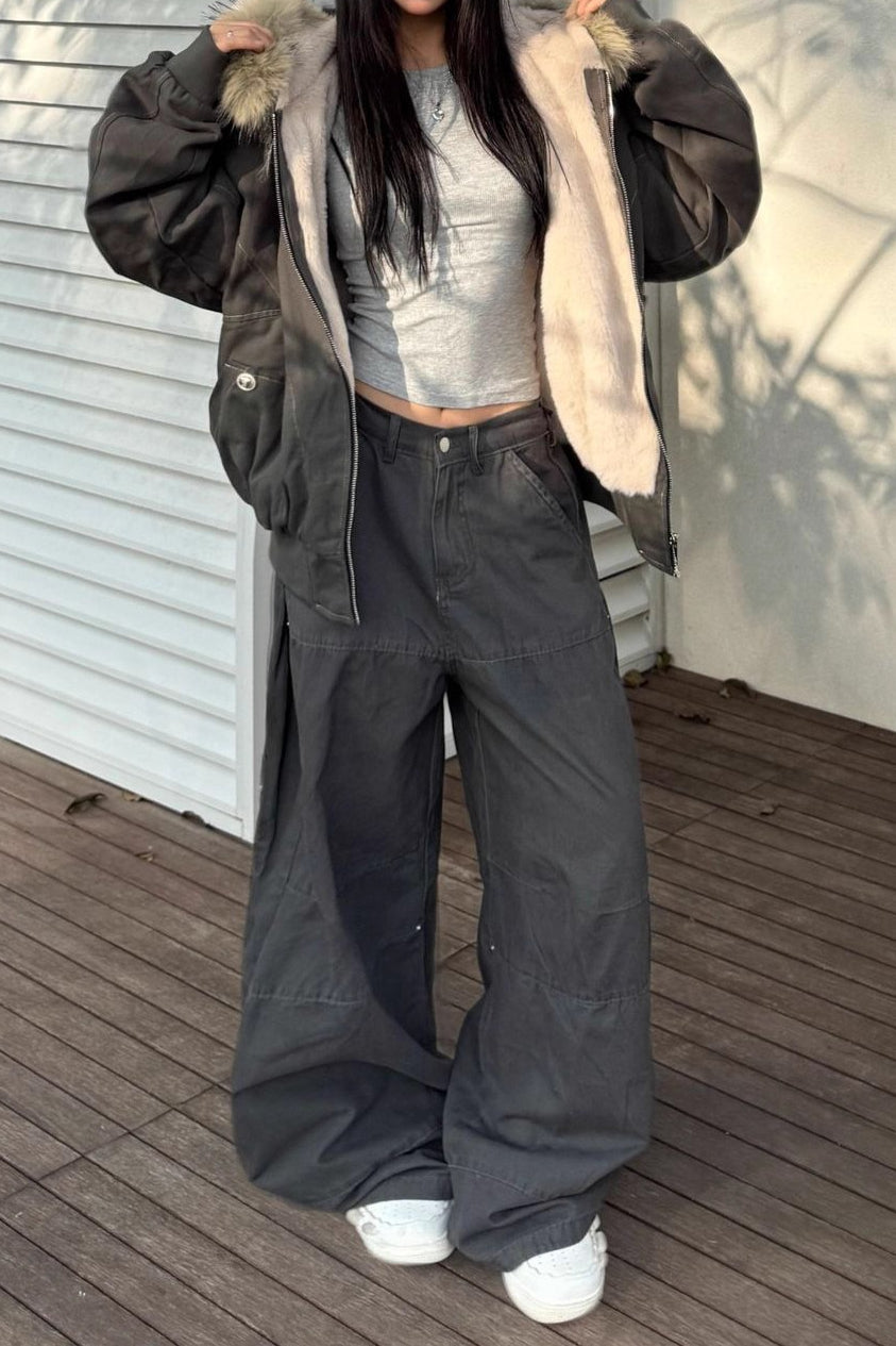 Luvik | Lyhyt Puffer-takki turkiskauluksella