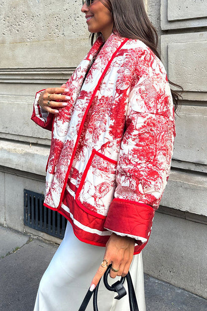 Luvik | Songs Posliinitiiviste Painettu Kassi Pehmustettu Puuvilla Kimono Takki