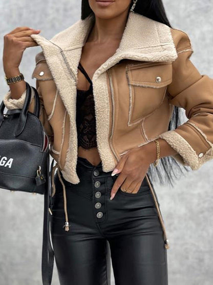 Luvik | Väri Vintage Lammasvillasta Valmistettu Lyhyt Vetoketjuntakki