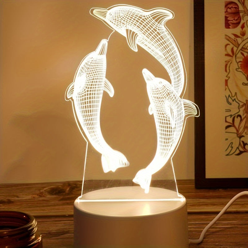 GeoDolphin - Trendy 3D Illusion Bordlampe Luvikno