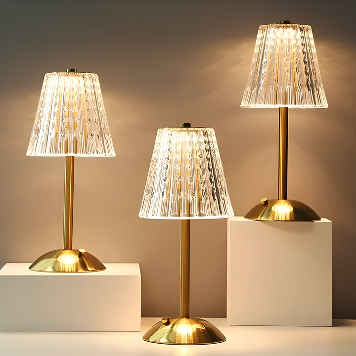 Golden Crystal Table Lamp - Aurora Luxe | Luvikno