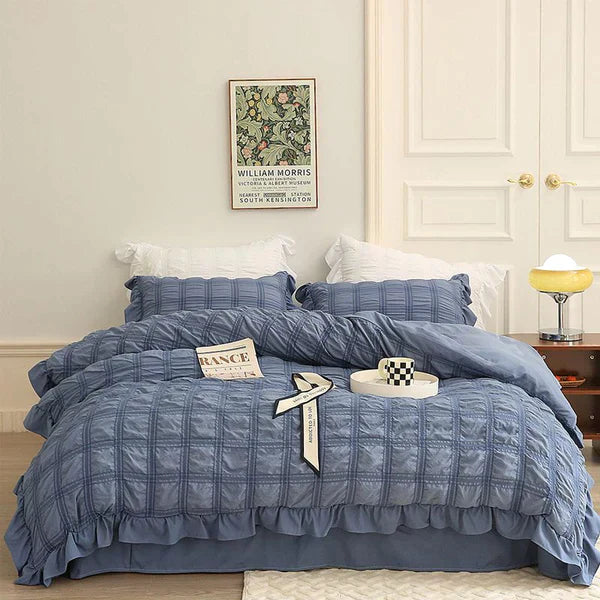 Icy Seersucker Sommer Kjøl Quilt Blonde 4-delt Sett | Luvikno