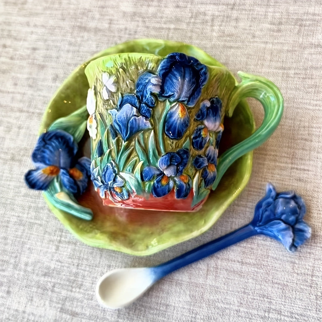 ArtSip keramikkopp og underkoppsett – Håndmalt 3D-design inspirert av Van Gogh | Luvikno