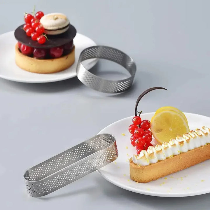 6/8pcs Rustfritt Stål Ovale Tart Ringer Perforerte Deig- og Kakeformer | Luvikno