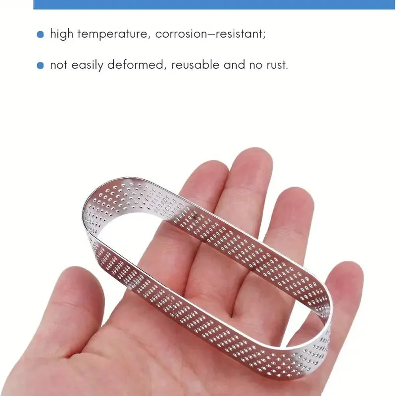 6/8pcs Rustfritt Stål Ovale Tart Ringer Perforerte Deig- og Kakeformer | Luvikno