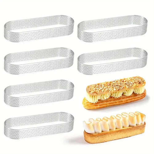 6/8pcs Rustfritt Stål Ovale Tart Ringer Perforerte Deig- og Kakeformer | Luvikno