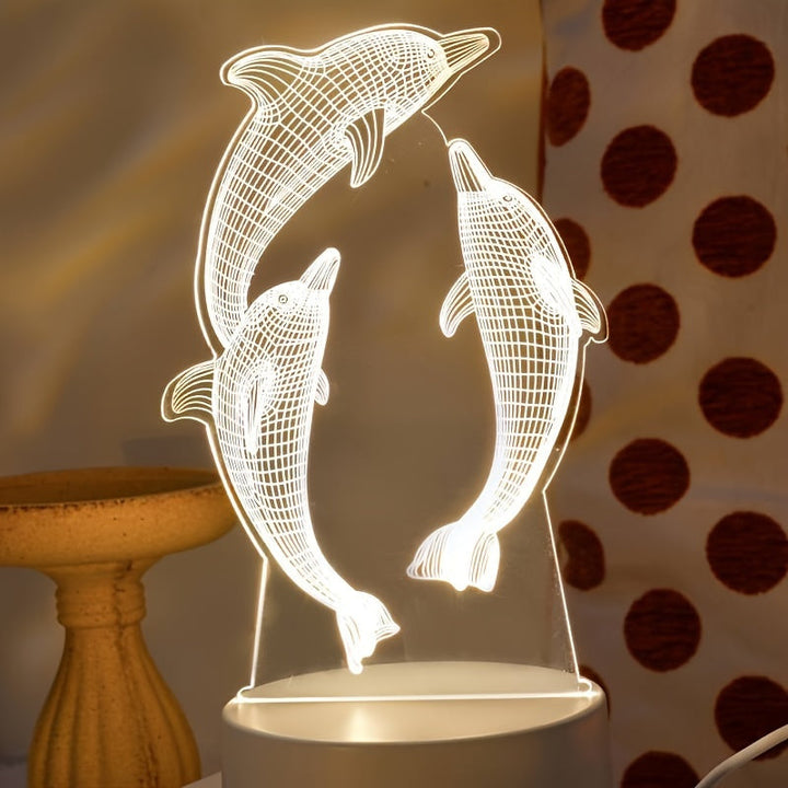 GeoDolphin - Trendy 3D Illusion Bordlampe Luvikno