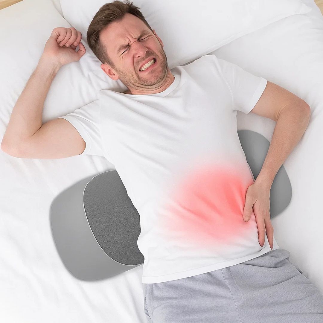 SpineEase | Lumbal støtte minneskum pute – Rygg smerte lindring – Pustende trekk – Ergonomisk søvn hjelp Luvikno