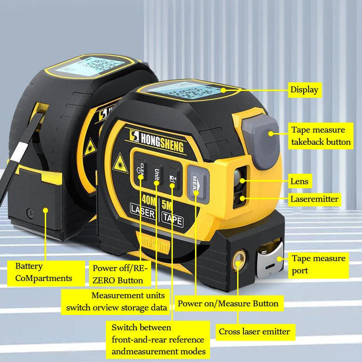 3-i-1 infrarød laser tape måling | Luvikno