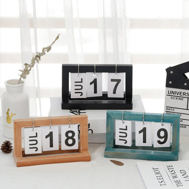 Dutch Teak Wood Skrivebordskalender | Luvikno