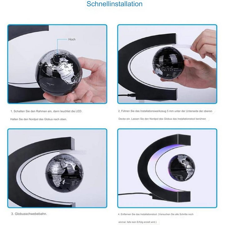 Luvikno | Armstrong | Magnetisk Levitasjon Flytende Globe Lampe med LED Verdenskart