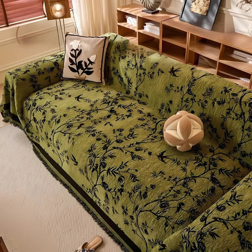 Floral Chenille Sofa Throw | Luvikno