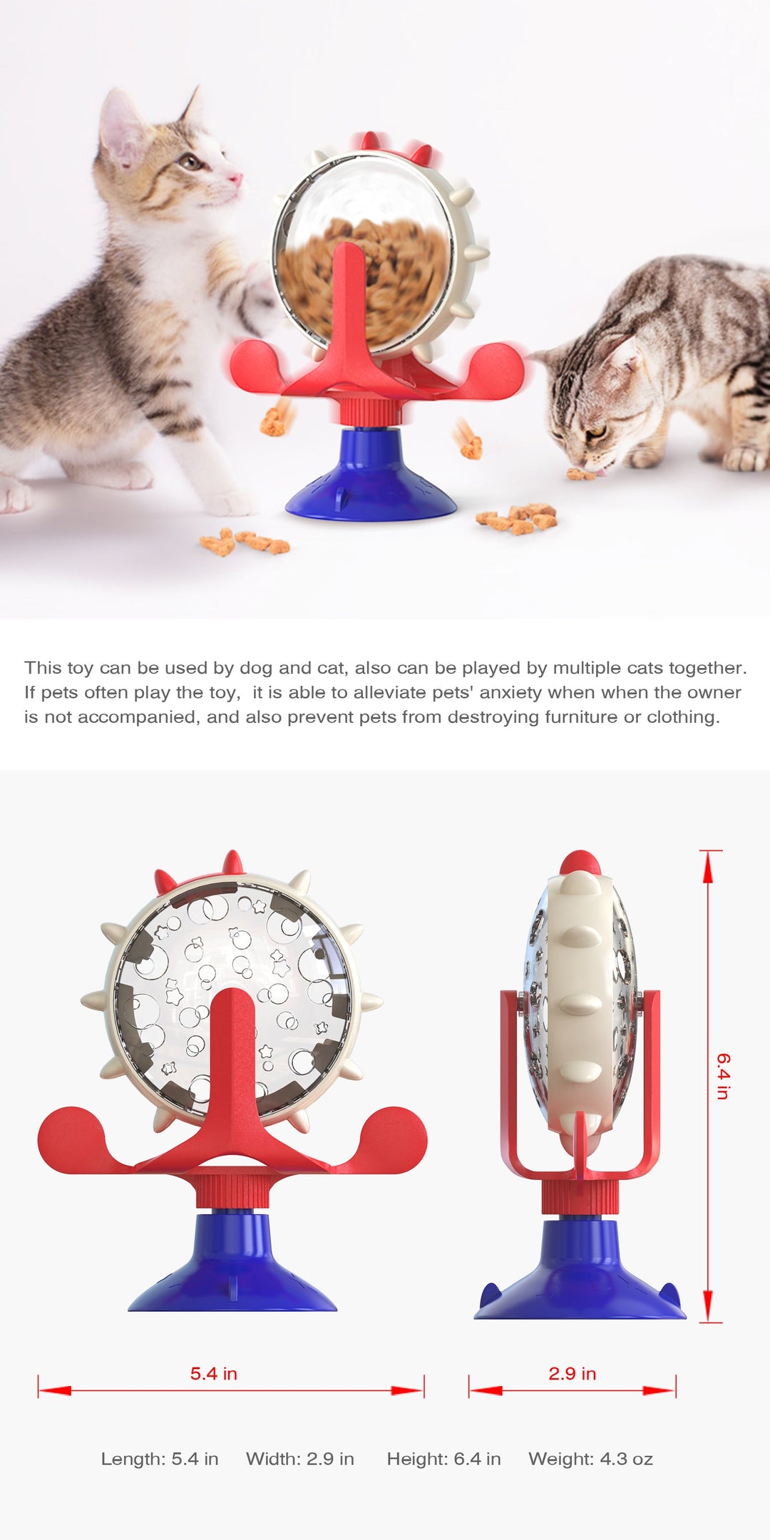 Fortune Wheel’ Behandlings-Distribuerende Kattelek / For Katter Luvikno