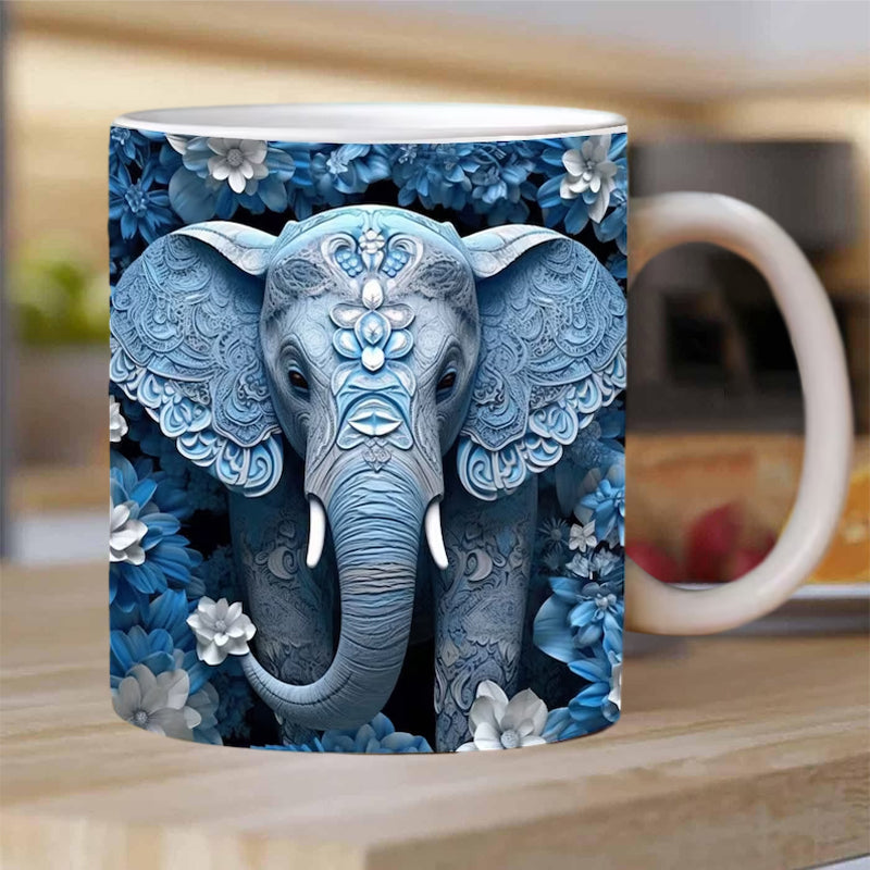 3D Elefant Blomster Kopp | Luvikno