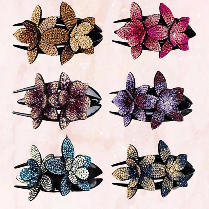 Luvikno | Rhinestone Dobbel Blomst Hårklemme