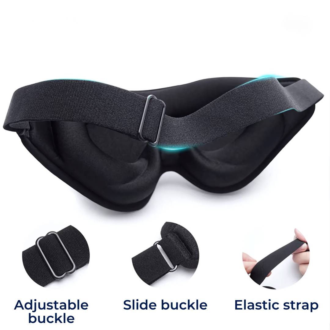 DreamSeal 3D Søvn Øyemasker | Lysblokkerende Maske - Søvn Blindfold - for Reiser - Meditasjon - Insomni - Dyp Søvn - Justerbar Stropp Luvikno