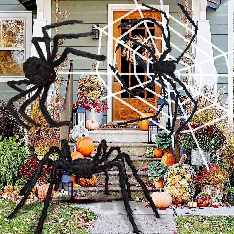 Luvikno | Halloween Edderkopp Dekorasjoner, strekkbar edderkoppnett