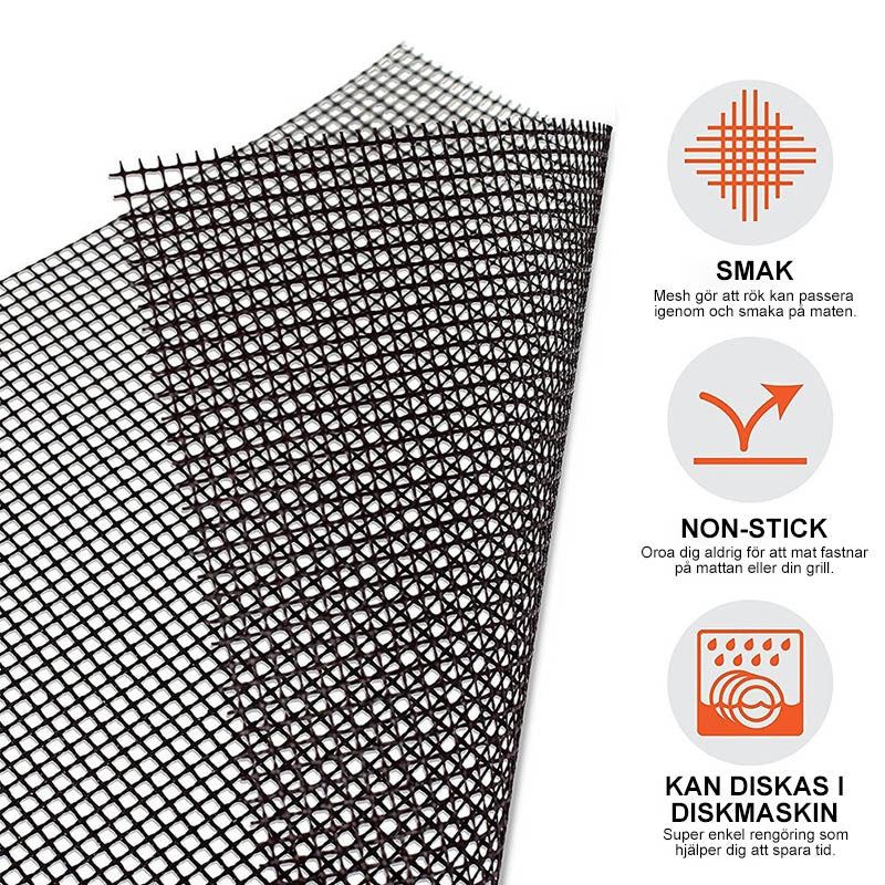Luvikno | Grillfine BBQ Grillnett / Grillmat | Non-stick & Gjenbrukbar | Varmeresistent opp til 370 °C | For kjøtt, fisk & grønnsaker