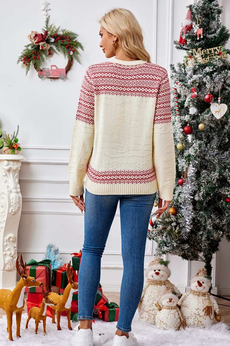 Luvik | Juleinspirert rundhals brodert genser