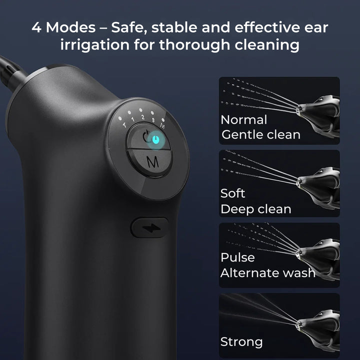 AquaCleanse | Elektrisk Ørevoksfjerner – Justerbart Vannspray – Silikontipp – Varm Irrigasjon for Familier Luvikno
