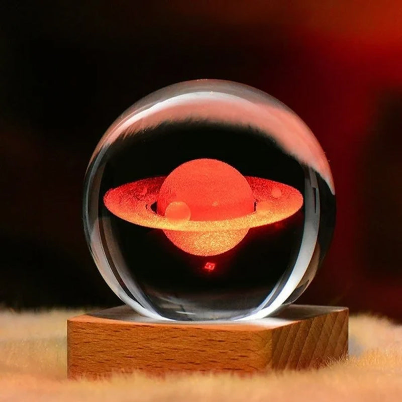 3D Galaxy Crystal Ball Natt Lys Dekor Lampe | Luvikno