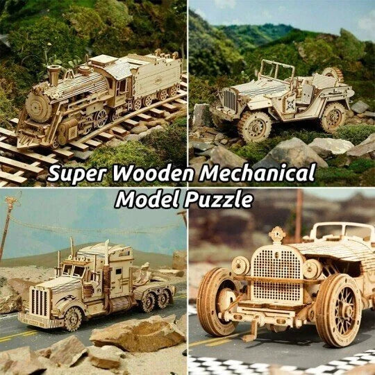 Super Tre Wooden Mechanical Model Puzzle Set | Luvikno