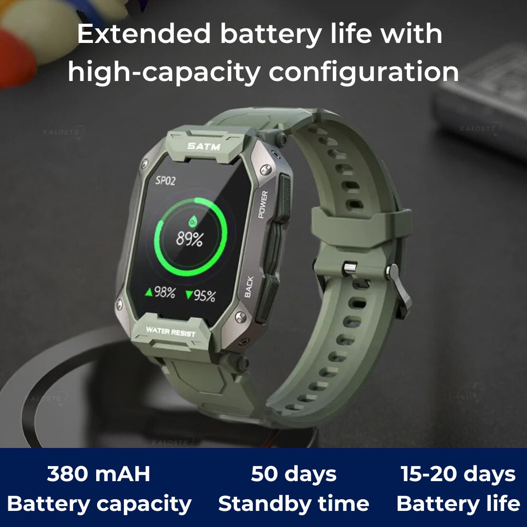 TactiX ARMY Series Smartwatch med militærdesign | Holdbar GPS - Fitness Tracker - for utendørs eventyr - militært personell og taktisk bruk Luvikno