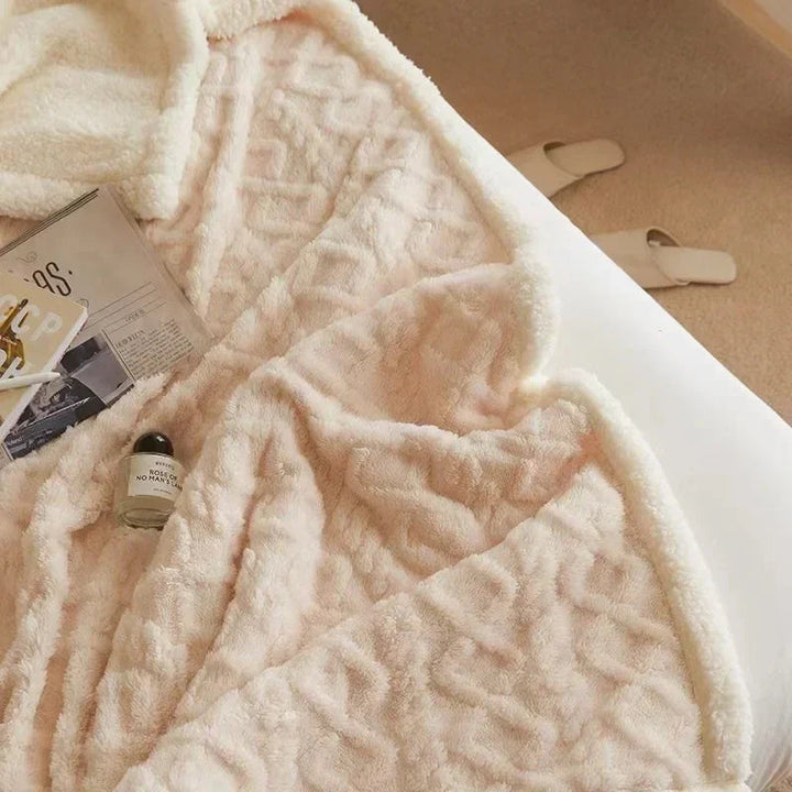 Luvikno | Tykk lammeull vinter fleece teppe - LuxyCozy