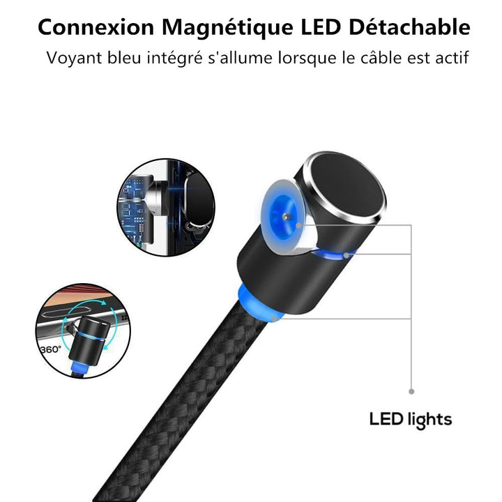 3 i 1 magnetisk USB-ladekabel med LED-lys | luvikno