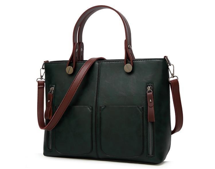 Cera - Dobbel Frontlomme Vintage Tote Håndveske | Luvikno