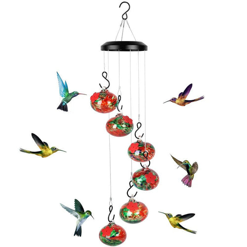 ChimeFeeder håndlaget glass colibri mater med vindklokke Luvikno