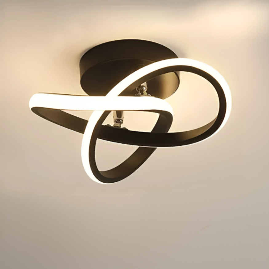 Moderne LED Taklampe 18W | Kreativ Design med 2 Ringer | Energivennlig Belysning for Stue & Kontor 24 cm | Luvikno