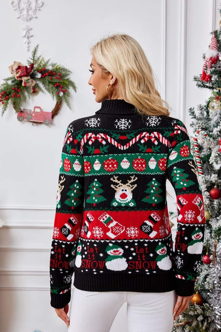 Luvik | Høy hals Jul snømann broderi strikketøy