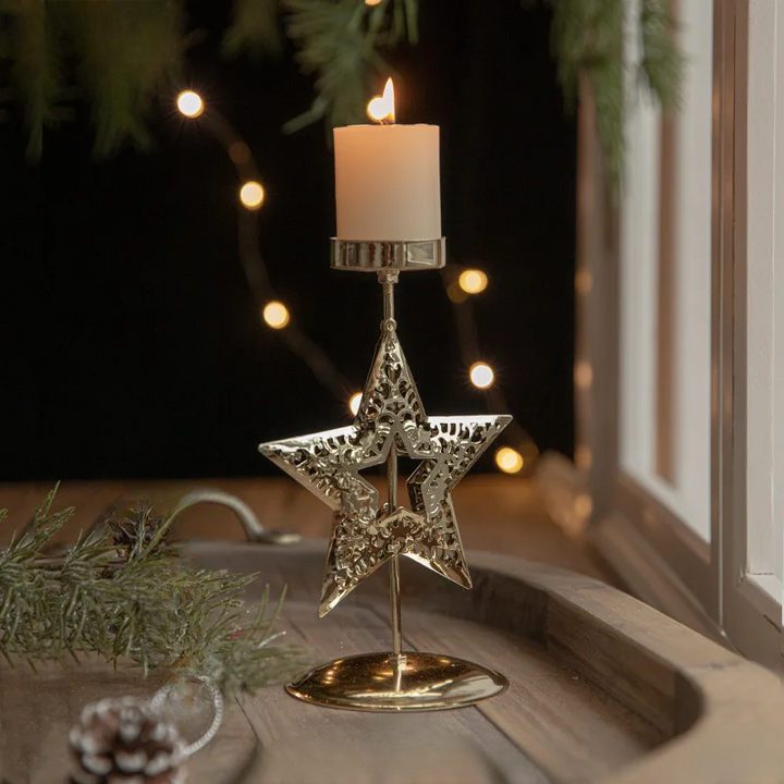 Julelysestaker - Stjerne- og juletredesign for festlig dekorasjon | Luvikno