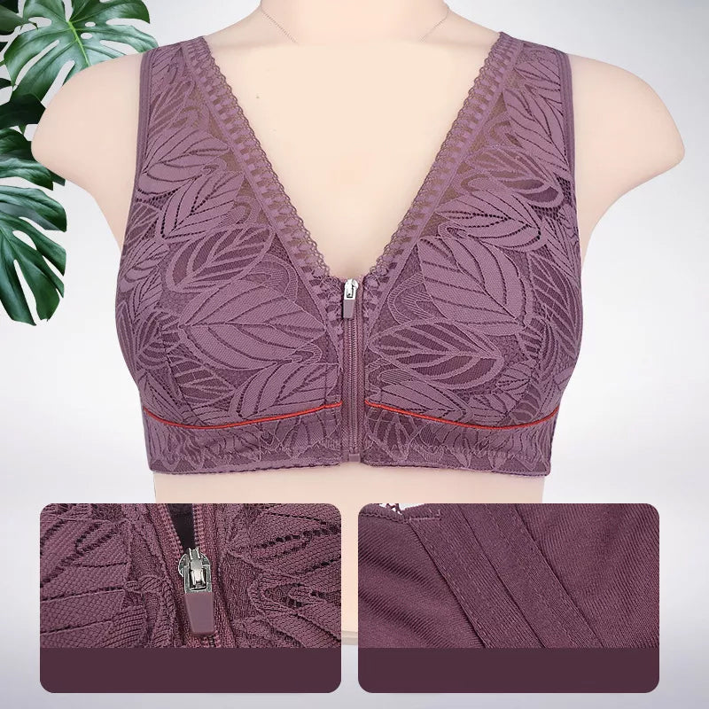 Luvikno | Ensfarge Lacy Lingerie med Frontglidelås