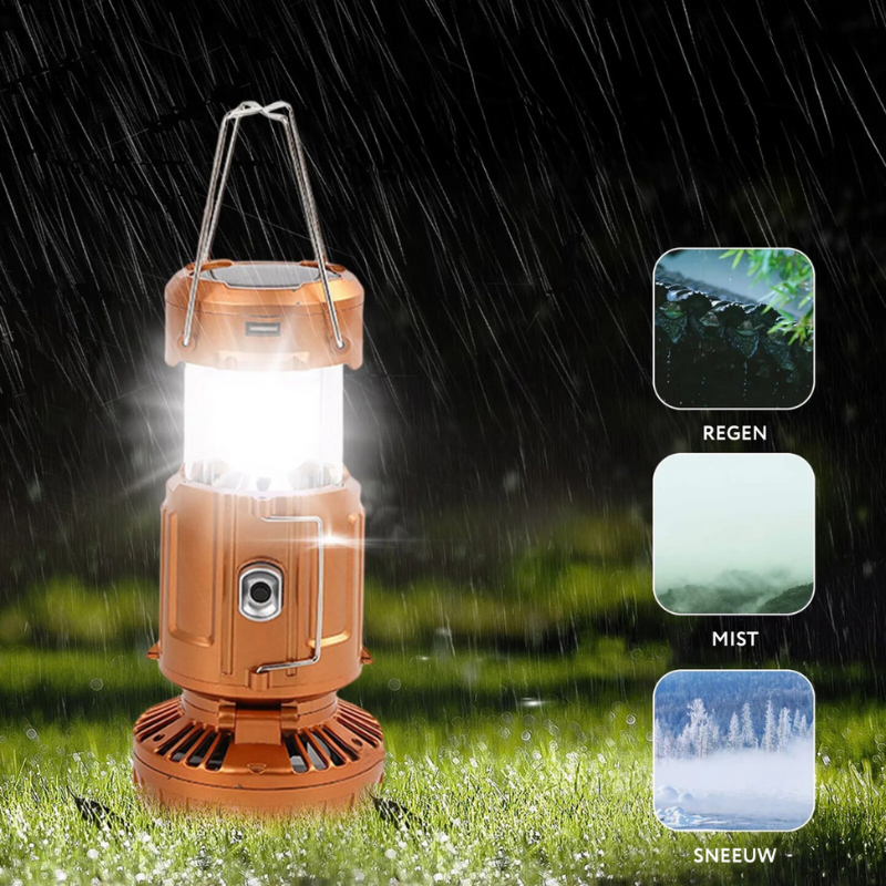 Campinglampe med vifte | Luvikno