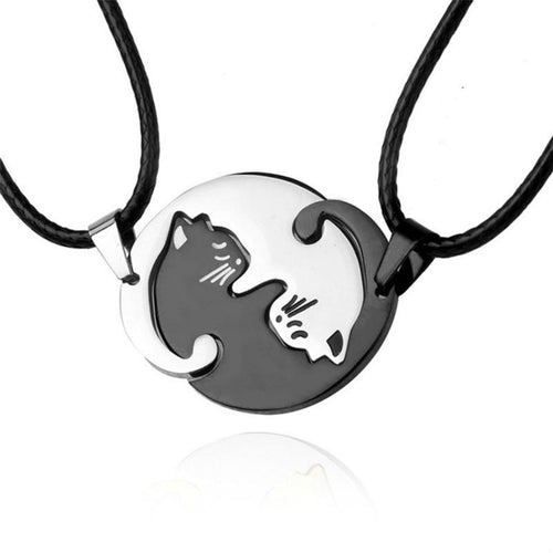 Yin ＆ Yang katt design halskjede | Luvikno