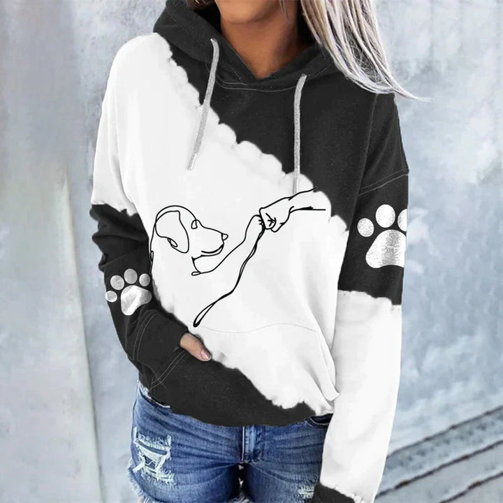 Luvik | Trendy uformell hettegenser med hundetrykk
