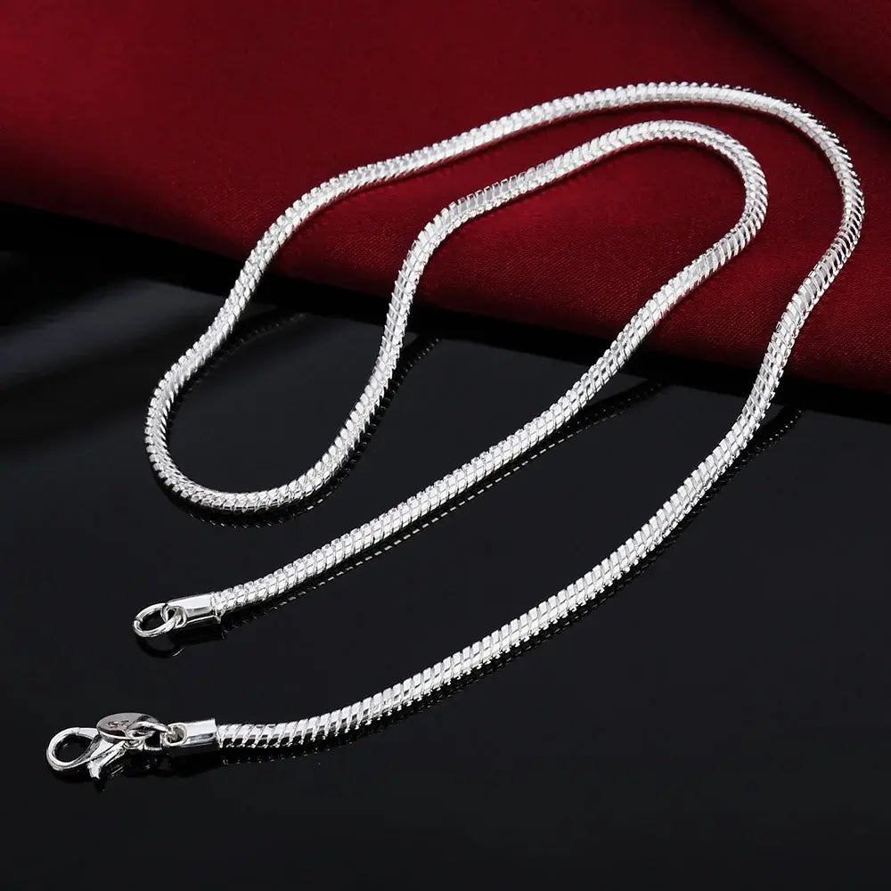 Luvik | 925 3mm Sterling hopea käärme kaulaketju