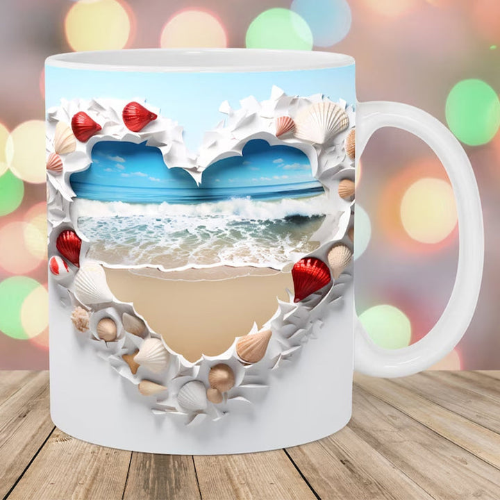 3D Ocean Beach Break Through Theme Kaffeekopp | Luvikno