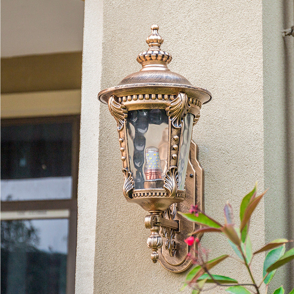 Utendørs Vintage Glass Vegg Lantern Lys Luvikno