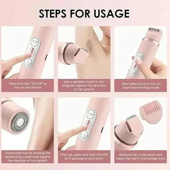 Dual Head Electric Shaver for Women with Trimmer Luvikno