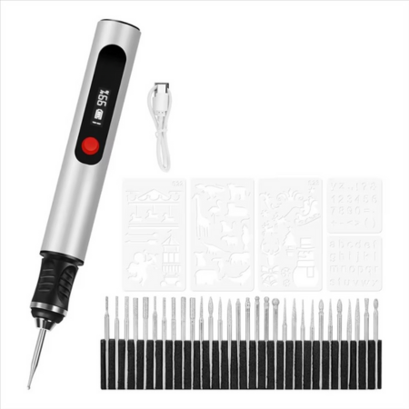DIY KITSCRIBE PENCIL for artists, rechargeable precision tool for 50+ surfaces with 30 bits and mastery guide Luvikno