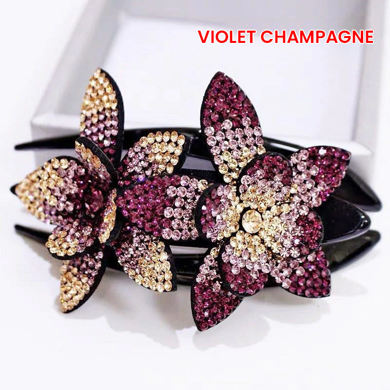 Double Flower Rhinestone Hair Pin | Luvikno