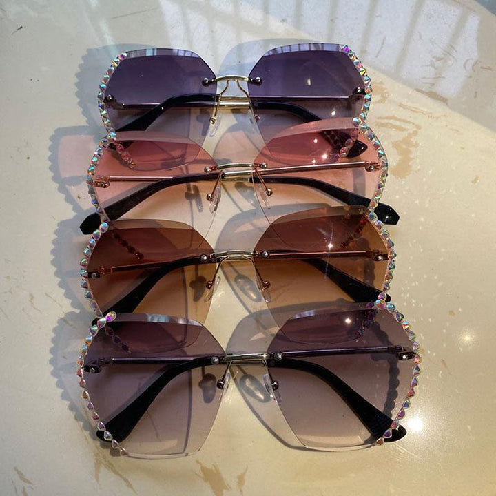 Rimless solbriller med krystall | Luvikno