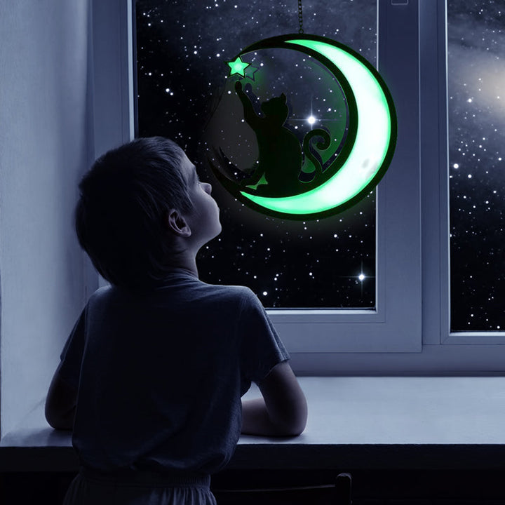 Luvikno | Moon Cat Dekorasjon Anheng laget av Akryl